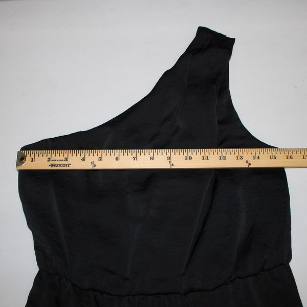 BCBGeneration Dress NEW $138 Sz 2 Black One Shoulder Lined Layered Poly Dress