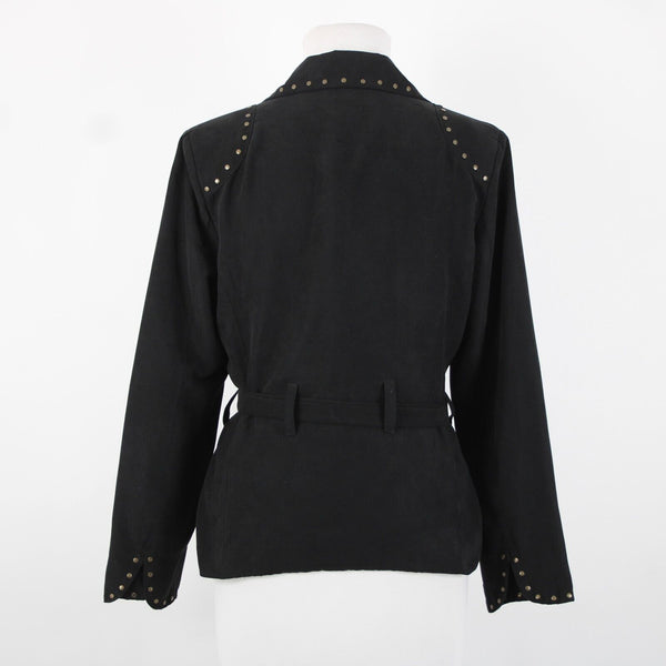Carole Little Petites Sz M Black Bronze Studded Pockets Lined Polyester Jacket