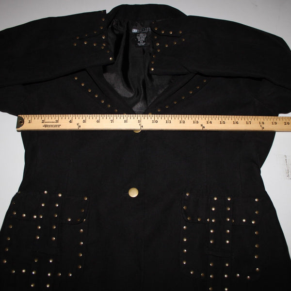 Carole Little Petites Sz M Black Bronze Studded Pockets Lined Polyester Jacket