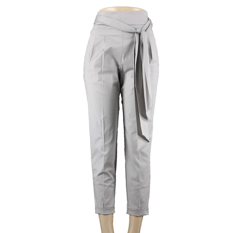 Cartonnier Sz 2 x 25 Gray Pleated Belted Cotton Spandex Pant