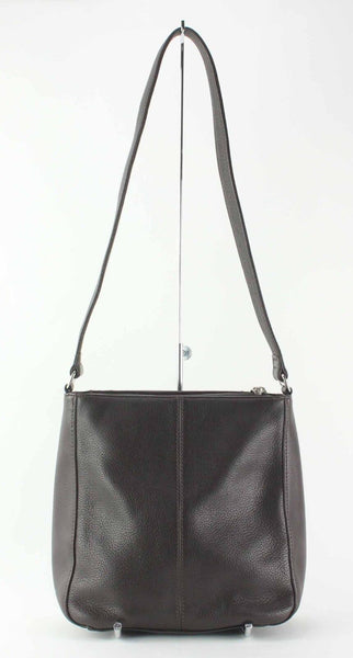 Liz Claiborne Brown Pebbled Leather Zip Top Shoulder Purse