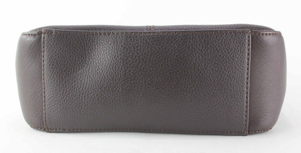 Liz Claiborne Brown Pebbled Leather Zip Top Shoulder Purse