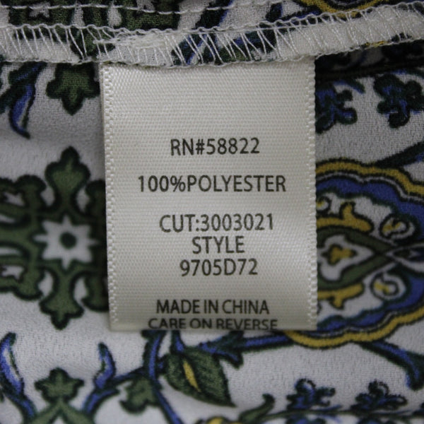 Max Studio NEW $78 Sz S Green White Multi Color Floral Draped 100% Polyester Top
