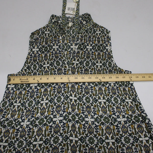 Max Studio NEW $78 Sz S Green White Multi Color Floral Draped 100% Polyester Top