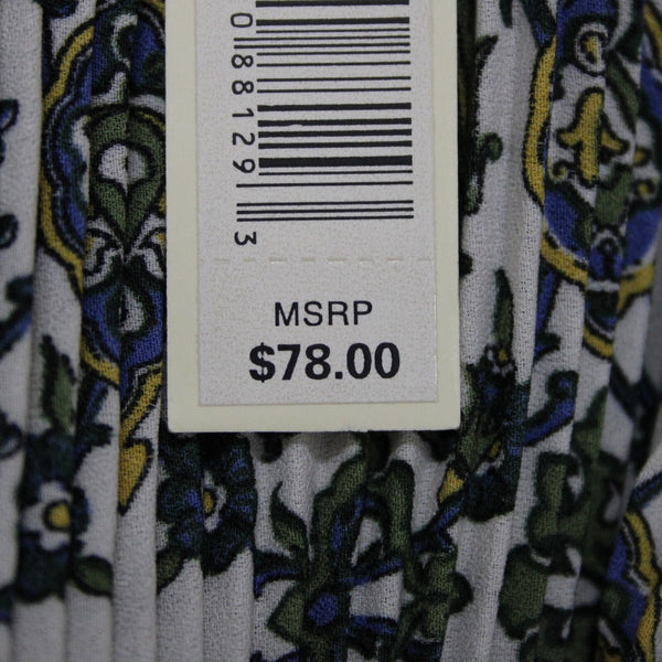 Max Studio NEW $78 Sz S Green White Multi Color Floral Draped 100% Polyester Top
