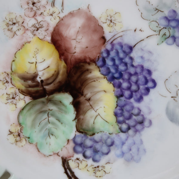 Carrie Morrison Porcelain Plate Aqua Multi Color Fruits Hand Painted 8" Plate