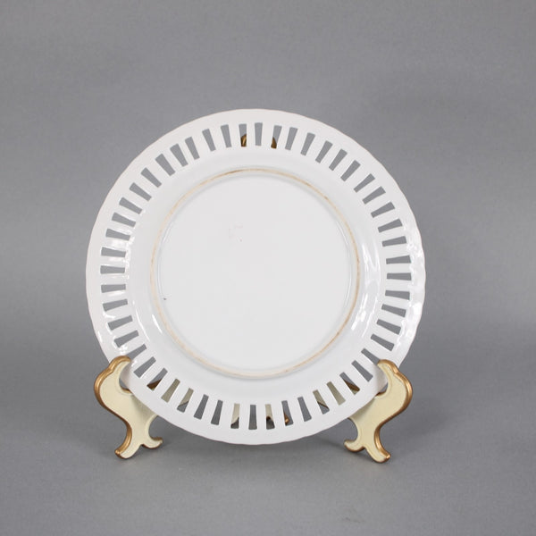 Carrie Morrison Porcelain Plate Aqua Multi Color Fruits Hand Painted 8" Plate