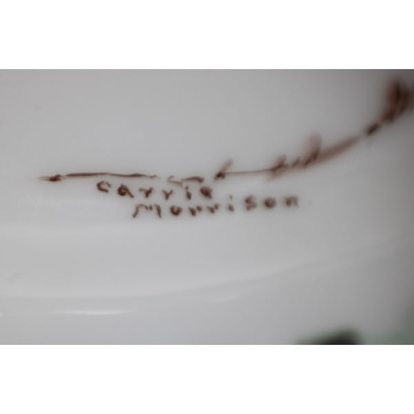 Carrie Morrison Porcelain Plate Aqua Multi Color Fruits Hand Painted 8" Plate