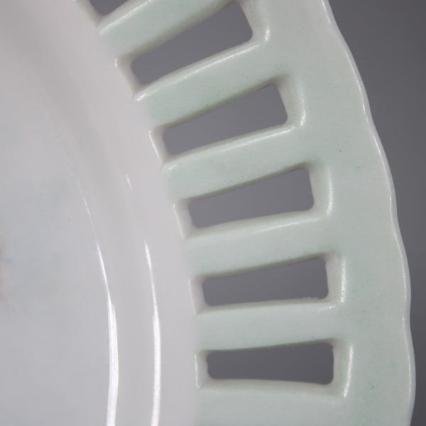 Carrie Morrison Porcelain Plate Aqua Multi Color Fruits Hand Painted 8" Plate