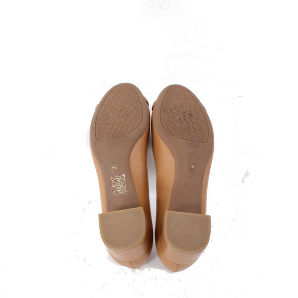 Tory Burch Heels Sz 11 M Brown Logo Slip On Leather 2" Heels