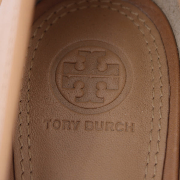 Tory Burch Heels Sz 11 M Brown Logo Slip On Leather 2" Heels