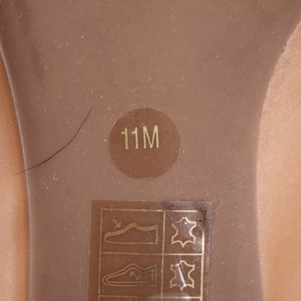 Tory Burch Heels Sz 11 M Brown Logo Slip On Leather 2" Heels