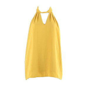 Gilli Sz M Mustard Yellow Gold Polyester Spandex Lined Inset Top