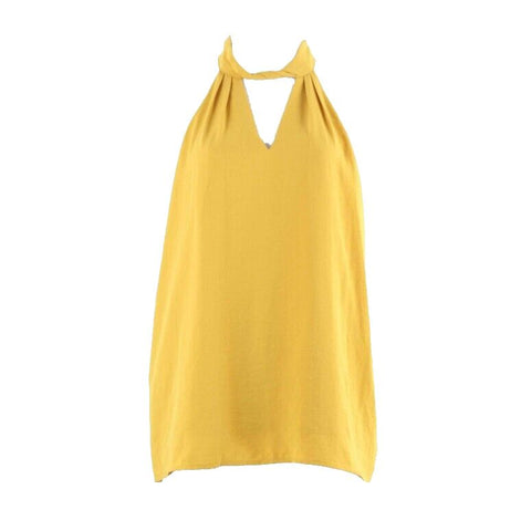 Gilli Sz M Mustard Yellow Gold Polyester Spandex Lined Inset Top