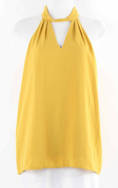 Gilli Sz M Mustard Yellow Gold Polyester Spandex Lined Inset Top