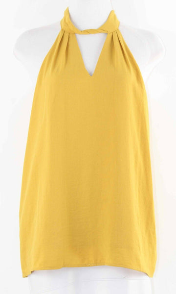 Gilli Sz M Mustard Yellow Gold Polyester Spandex Lined Inset Top