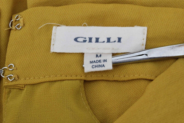 Gilli Sz M Mustard Yellow Gold Polyester Spandex Lined Inset Top