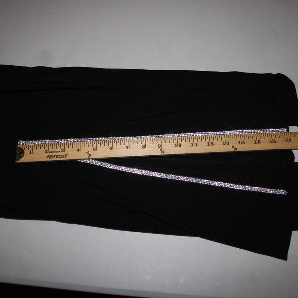 MSK Sz S x 32 Black Rhinestones Front Half Slit Flared Polyester Spandex Pants