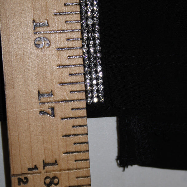MSK Sz S x 32 Black Rhinestones Front Half Slit Flared Polyester Spandex Pants