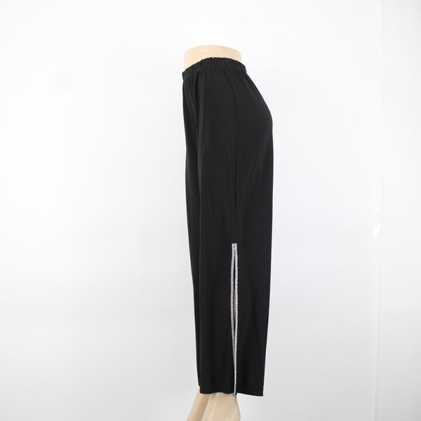 MSK Sz S x 32 Black Rhinestones Front Half Slit Flared Polyester Spandex Pants