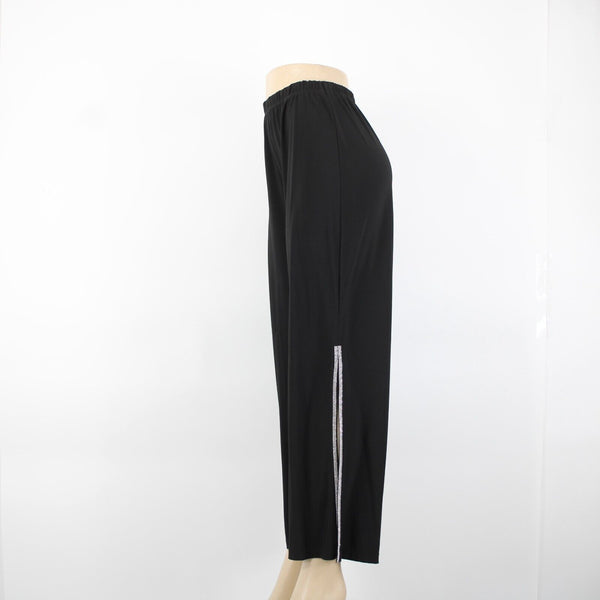 MSK Sz S x 32 Black Rhinestones Front Half Slit Flared Polyester Spandex Pants