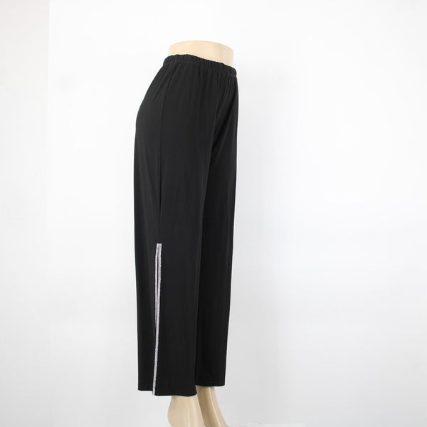 MSK Sz S x 32 Black Rhinestones Front Half Slit Flared Polyester Spandex Pants