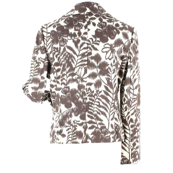 Jones Wear NEW $43 Sz 12 Ivory Brown Lined 100% Cotton Acetate Jacket