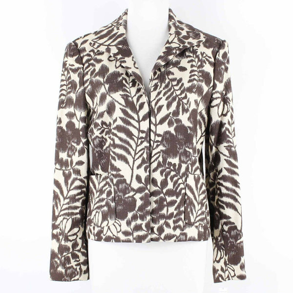 Jones Wear NEW $43 Sz 12 Ivory Brown Lined 100% Cotton Acetate Jacket