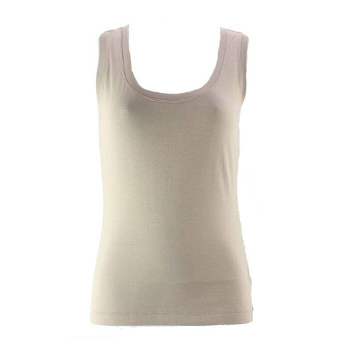St John NEW $195 Sz S Taupe Tan Beige Viscose Blend Sleeveless Tank Top