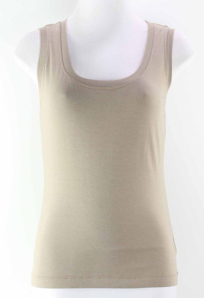 St John NEW $195 Sz S Taupe Tan Beige Viscose Blend Sleeveless Tank Top