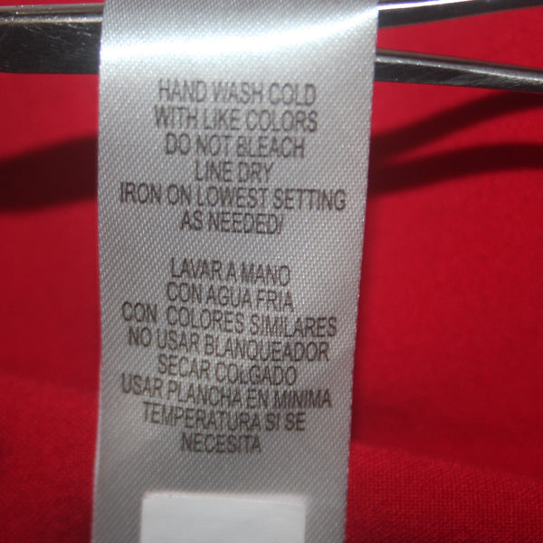 Sandra Darren Dress Sz 10 Red Gold Hardware Gathered Side Polyester Rayon Dress