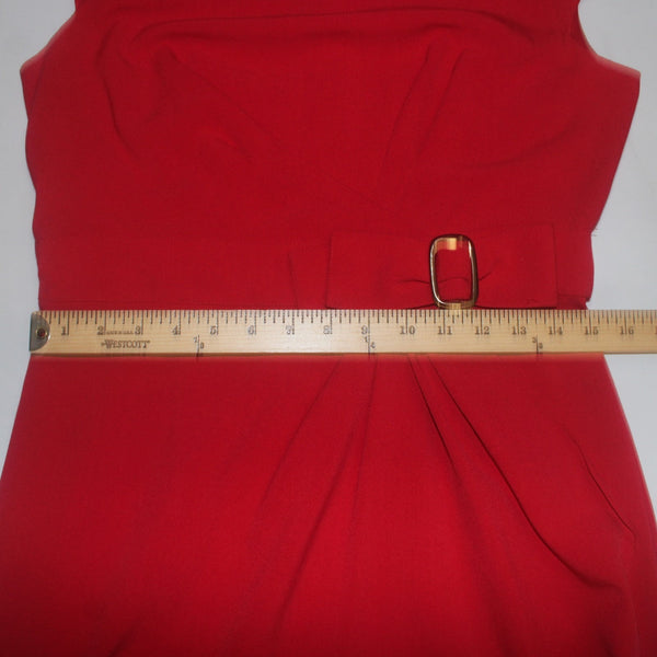 Sandra Darren Dress Sz 10 Red Gold Hardware Gathered Side Polyester Rayon Dress