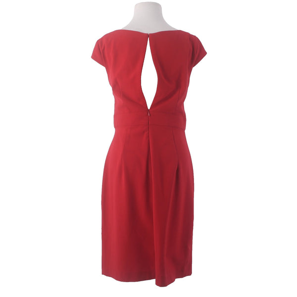 Sandra Darren Dress Sz 10 Red Gold Hardware Gathered Side Polyester Rayon Dress