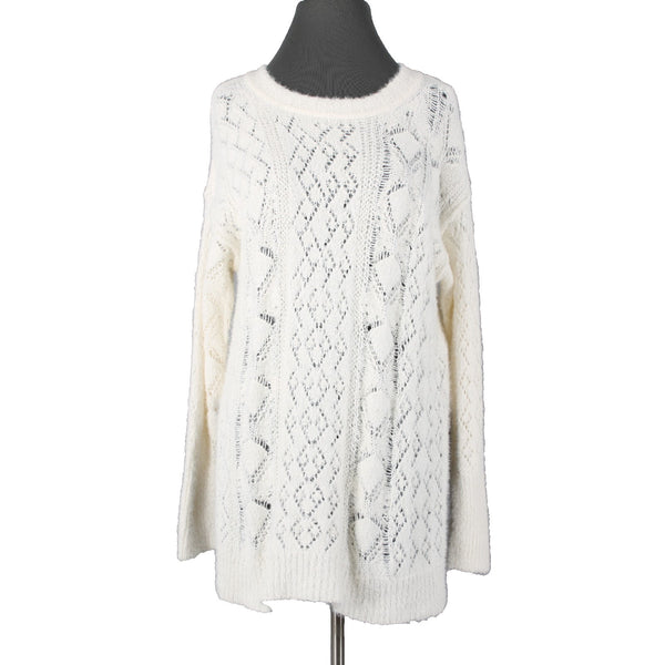 Pilcro Sz XS Supersoft Cream Ivory Open Weave Oversize Cotton Acrylic Sweater