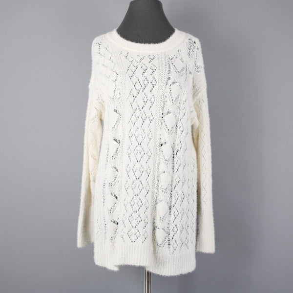 Pilcro Sz XS Supersoft Cream Ivory Open Weave Oversize Cotton Acrylic Sweater