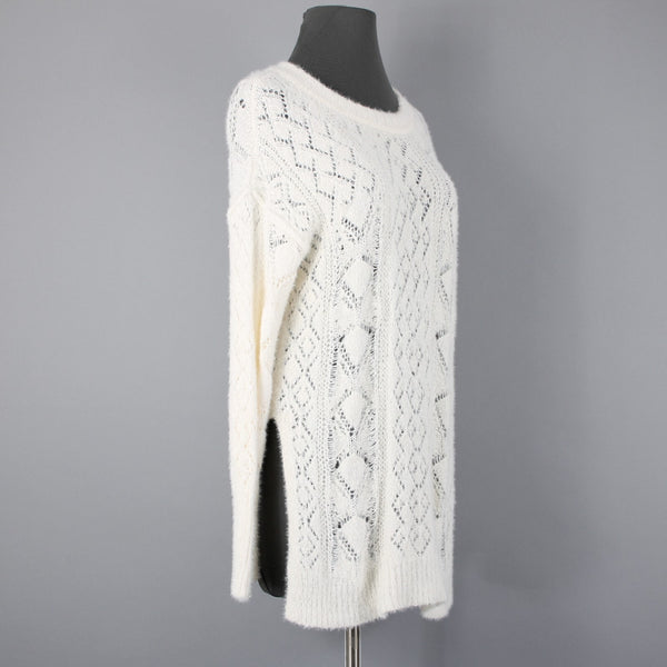Pilcro Sz XS Supersoft Cream Ivory Open Weave Oversize Cotton Acrylic Sweater