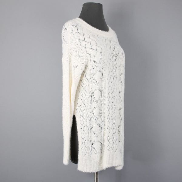 Pilcro Sz XS Supersoft Cream Ivory Open Weave Oversize Cotton Acrylic Sweater