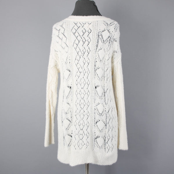 Pilcro Sz XS Supersoft Cream Ivory Open Weave Oversize Cotton Acrylic Sweater