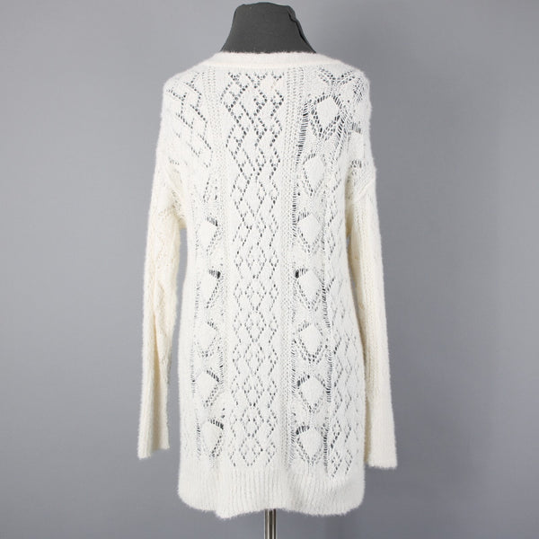 Pilcro Sz XS Supersoft Cream Ivory Open Weave Oversize Cotton Acrylic Sweater