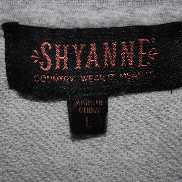 Shyanne Sz L Gray Brown Sequin Mesh Cold Shoulder 100% Cotton Sweater