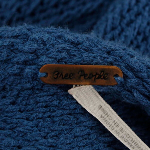 Free People Sz XS Blue Textured Long Sleeve Cotton Blend Sweater