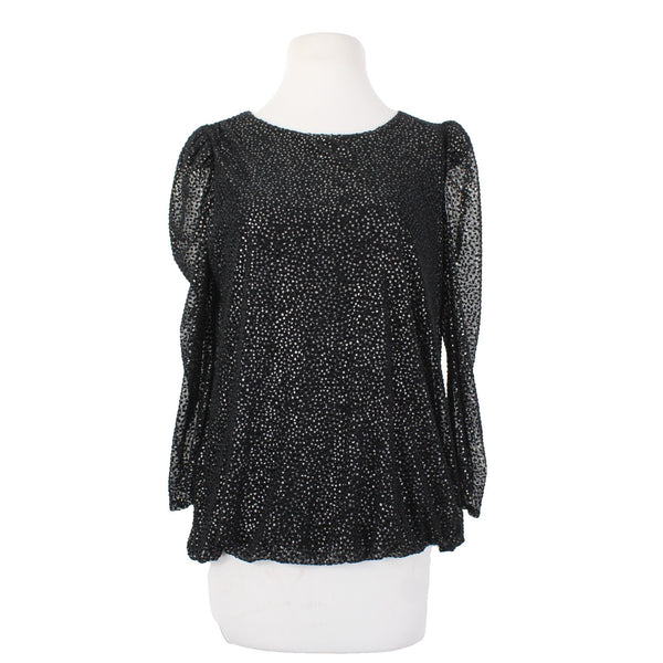 Alfani Top NEW $80 Romantic Holiday Sz M Black Silver Metallic Poly Nylon Top