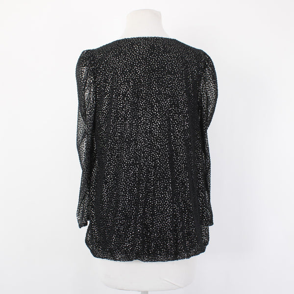 Alfani Top NEW $80 Romantic Holiday Sz M Black Silver Metallic Poly Nylon Top