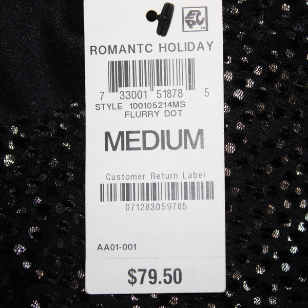 Alfani Top NEW $80 Romantic Holiday Sz M Black Silver Metallic Poly Nylon Top