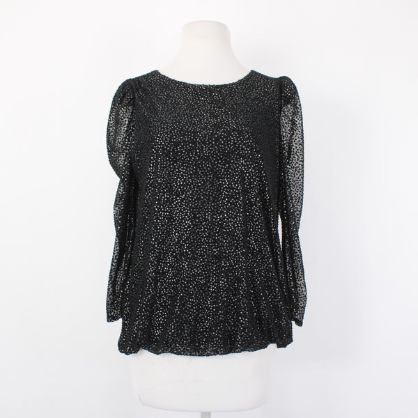 Alfani Top NEW $80 Romantic Holiday Sz M Black Silver Metallic Poly Nylon Top