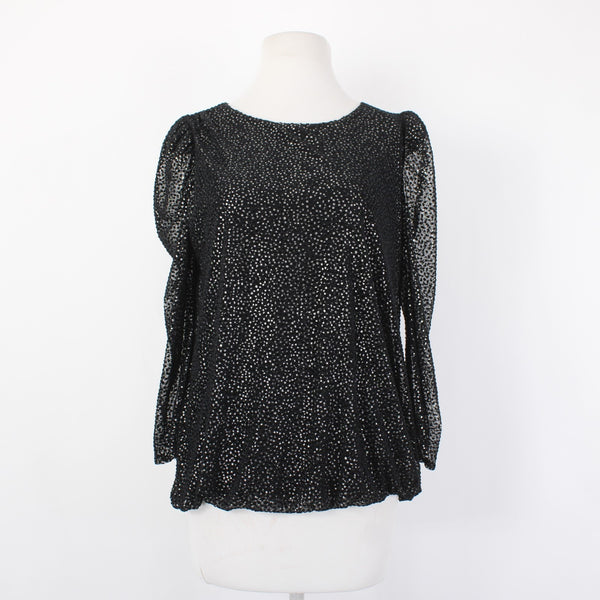 Alfani Top NEW $80 Romantic Holiday Sz M Black Silver Metallic Poly Nylon Top