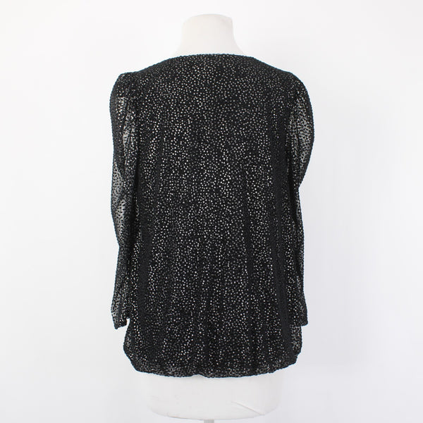 Alfani Top NEW $80 Romantic Holiday Sz M Black Silver Metallic Poly Nylon Top