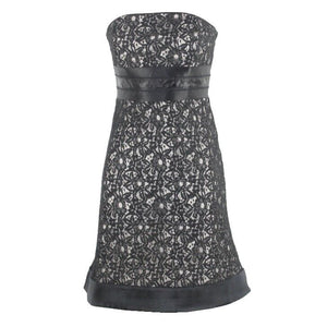 White House Black Market Sz 4 Black Cream Lace Overlay Nylon Blend Dress
