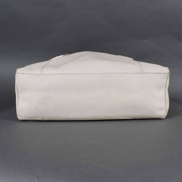 Nicoli 15 x 13 Bone Leather Zip Pockets In n Out Adjustable Straps Purse