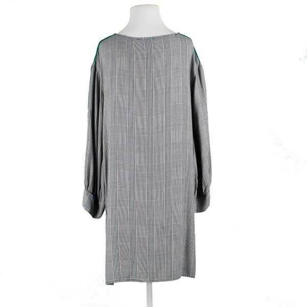 Philosophy Sz S Green Blue Multi Plaid Balloon Sleeve Rayon Acrylic Woven Dress